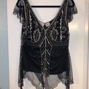 Scala silver beaded fancy top XL